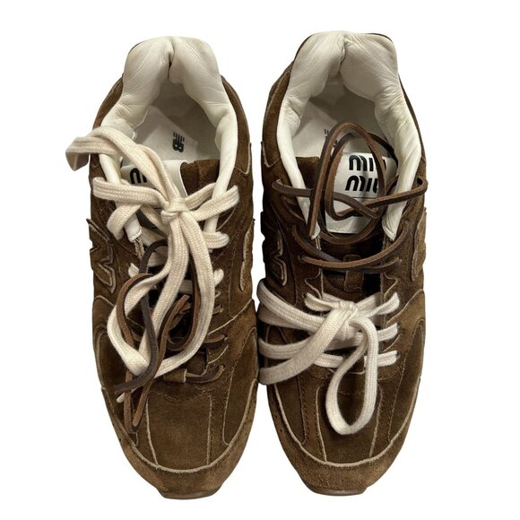 New Balance x Miu Miu 530 SL Suede Sneakers in Cinnamon - Picture 5 of 11